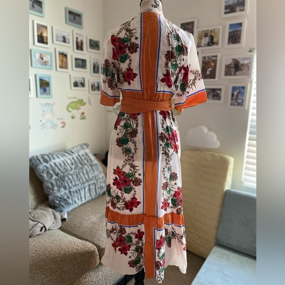 Sandro Printed Silk Midi Wrap Dress - Picture 8 of 13